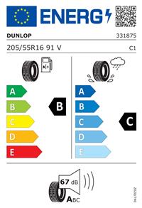Efficiency label - DUNLOP, ENASAVE EC300+ 205/55R16
